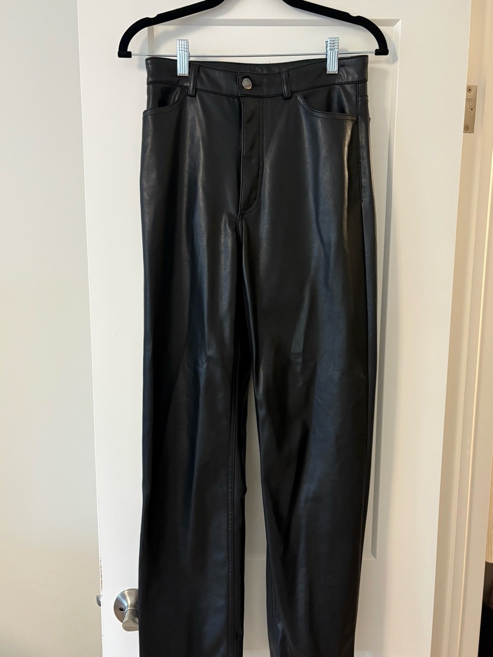 Dynamite Black Faux Leather Straight Leg Pants